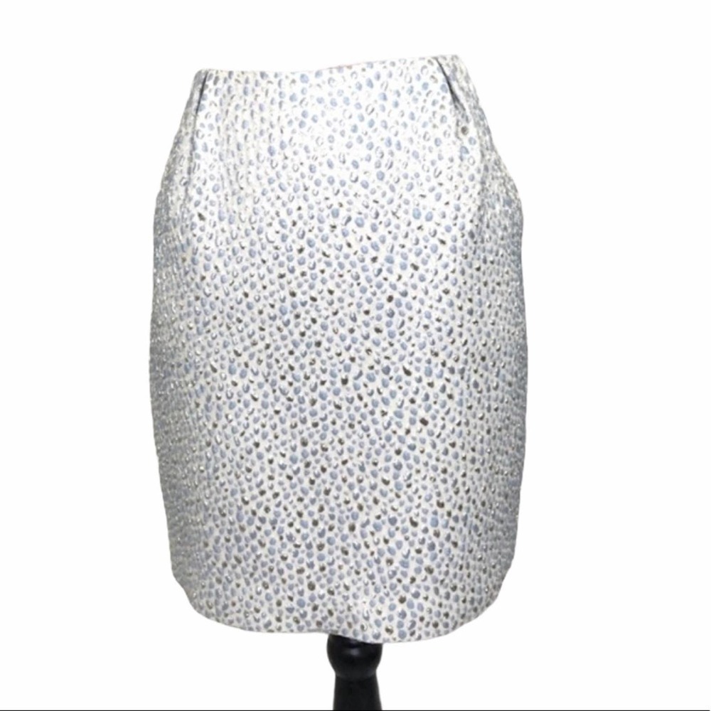 PETER SOM Metallic Brocade Straight Skirt